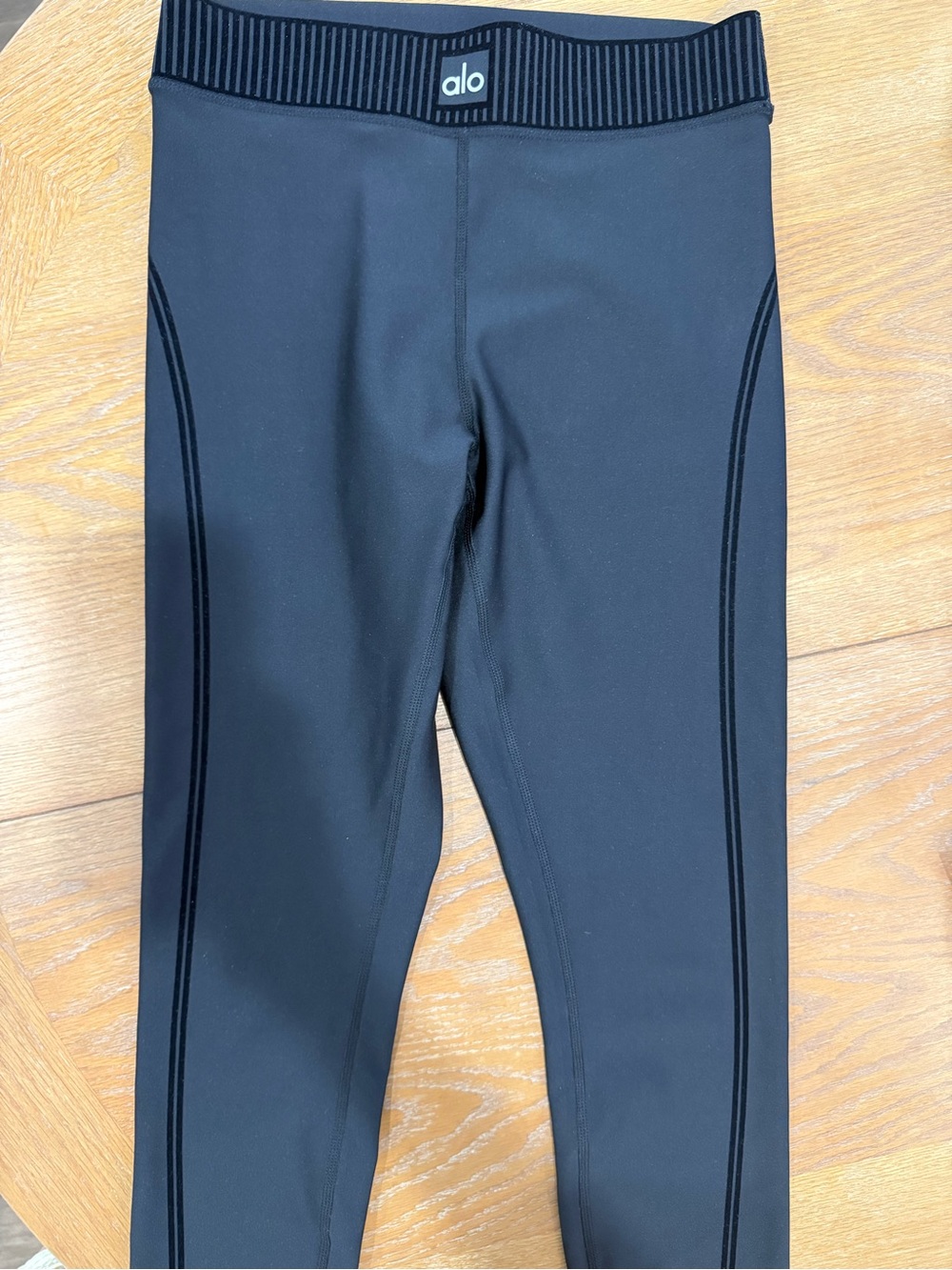 ALO Yoga Kids Black Ribbed-Waist Leggings